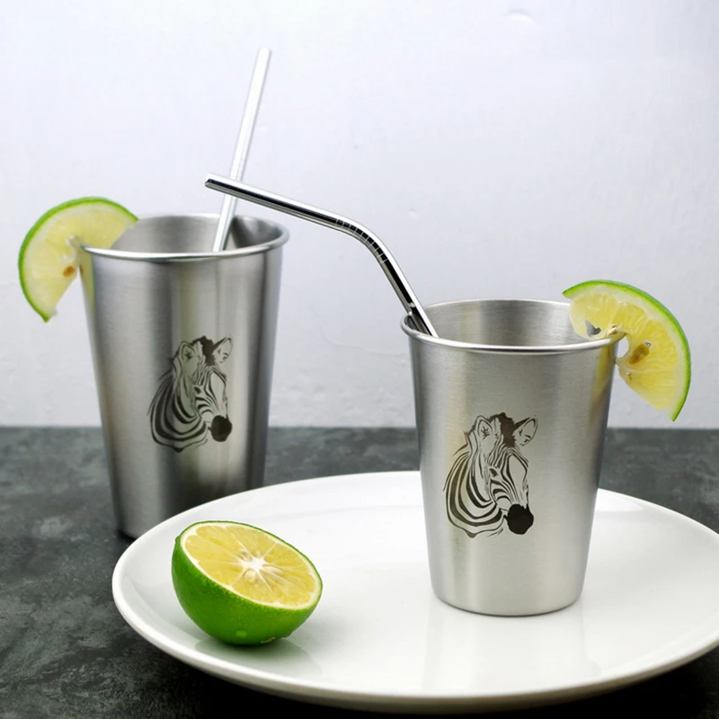 Taza de cerveza con patr&oacute;n bonito de 350ML, taza de cerveza de acero inoxidable 304, taza de caf&eacute; con doble pared, vajilla de cocina para ni&ntilde;os, taza de agua-0