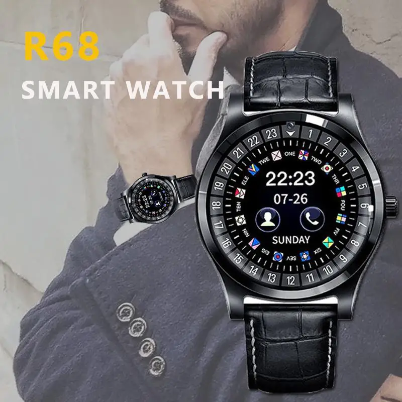 HobbyLane умные часы R68 Bluetooth круглый экран Smartwatch поддержка sim-карты TF трекер сна