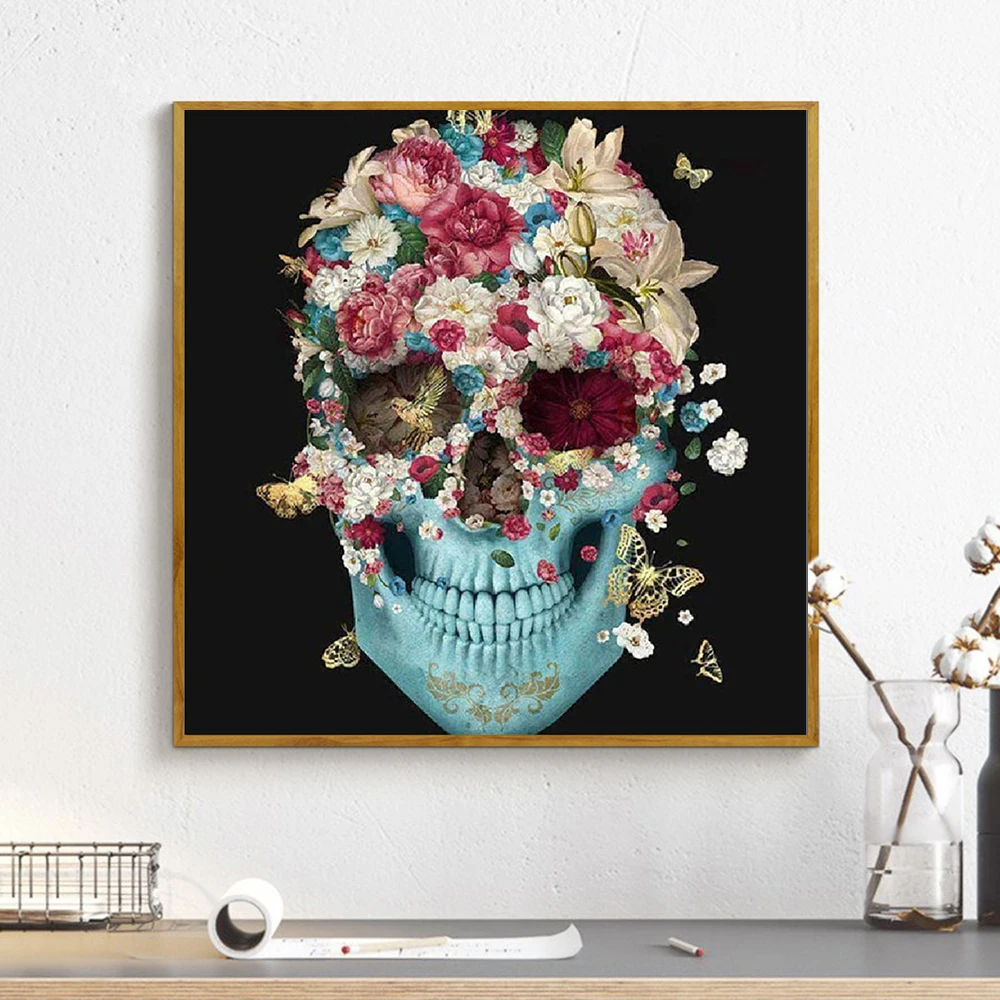 Картина для алмазной вышивки с изображением черепа квадратной/круглой