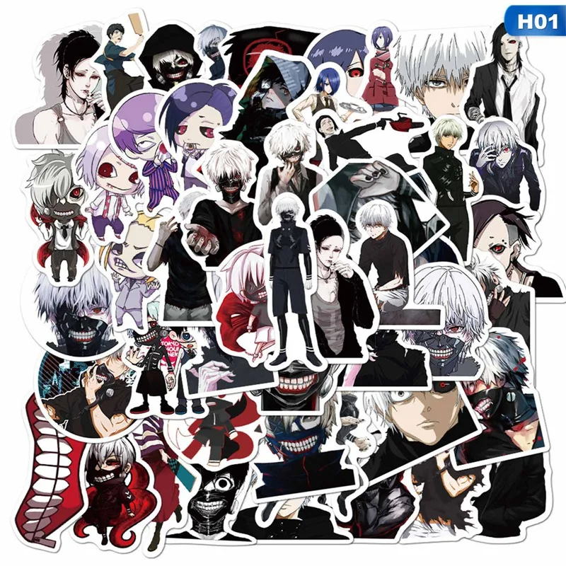 

50pcs Japan Anime Tokyo Ghoul For Luggage Laptop Skateboard Bicycle Backpack Decal Pegatinas Toy Stickers For Children Gift