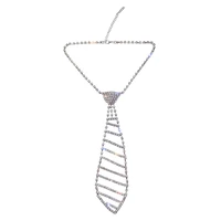 trendy rhinestone tie desgin shiny link necklace chain necklace for women accessories fashion jewellery