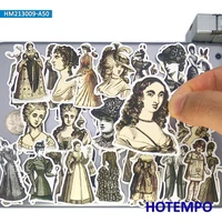 50pcs medieval style old fashion girl retro lady art mix stickers for notebooks phone laptop luggage skateboard bike car sticker