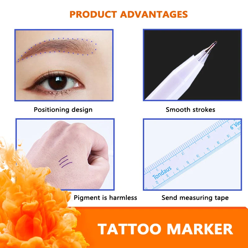 Тату-маркер для бровей и кожи полуперманентный тату-маркер ручка с измерительной