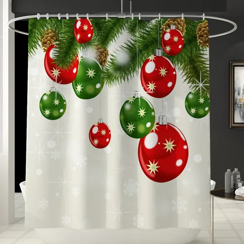 Merry Christmas Ванная комната Водонепроницаемая душевая занавеска в комплекте стойка для тряпок крышка ковра крышка унитаза набор ковриков для ванной - Цвет: Curtain 3
