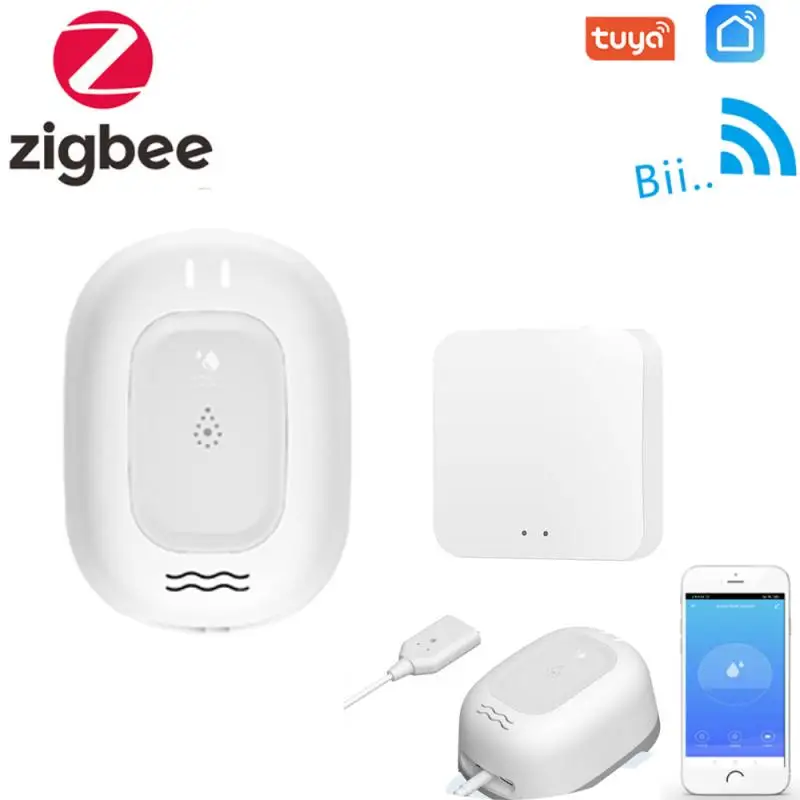 

Tuya Zigbee Smart Water Sensor WIFI Water Leak Alarm Detector Flood Alert Security Alarm System For Tuya Smart / Smart Life