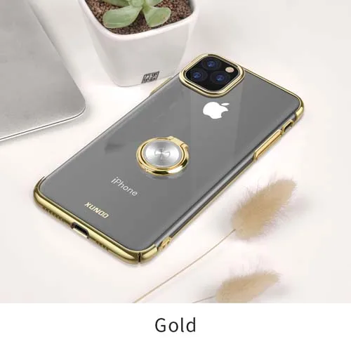 gold Для iPhone 11 Pro Max чехол для телефона Xundd Роскошный прозрачный жесткий чехол из поликарбоната для iPhone 11 Pro 5,8/6,1 чехол с кольцом-держателем - Цвет: gold