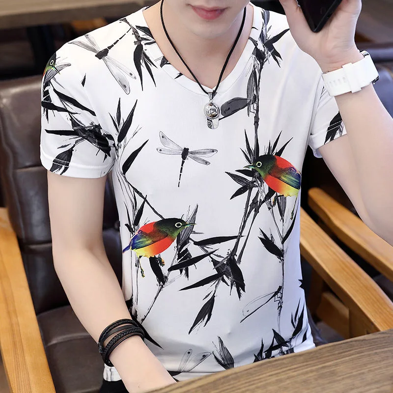 

2021 new men's V-neck T-shirt fitness bodybuilding T-shirt high street summer short-sleeved zipper casual cotton top