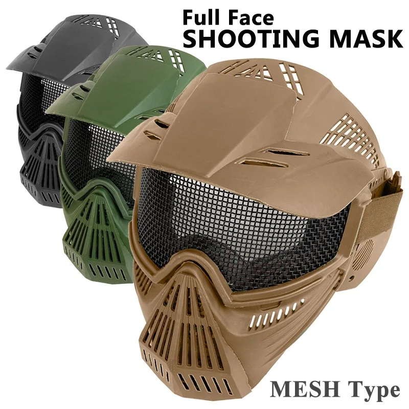 

Airsoft Paintball Goggle Mask Full Face Metal Steel Mesh Mask Shooting Hunting Accessories Wargame Military Army Tactical Masks