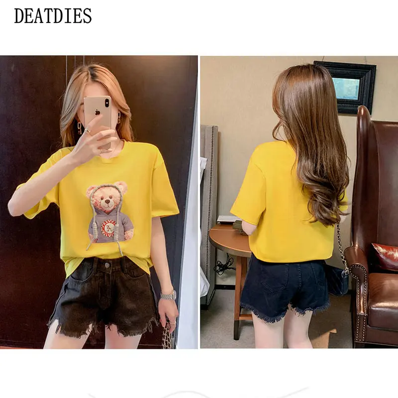 

New Fashion Summer Casual Women T-Shirt Short Sleeve Korean Slim Basic Cotton Tshirt Top Womens Clothing Soft T Shirt Femme 2021