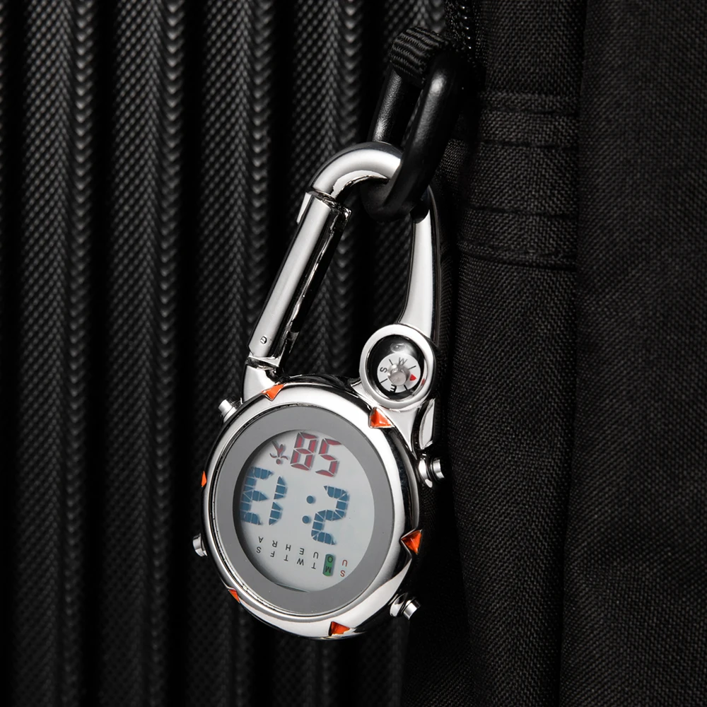 Компас/температура/отображение недели цифровые карманные часы скалолазание клипса карабин для рюкзака мужские Альпинизм Открытый Спорт от AliExpress WW
