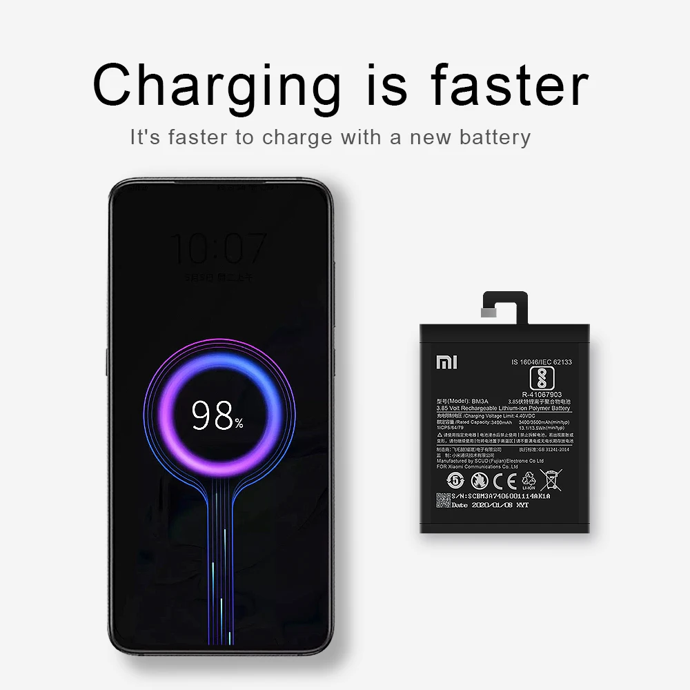 Оригинальный аккумулятор Xiaomi BM3A для Note 3 Mi Note3 3300 мАч Высококачественный телефона