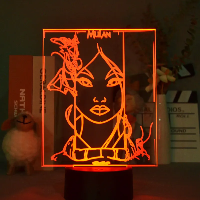 

3D Visual Nightlight Hua Mulan Colorful Bedside Lamp Teenager Room Decor USB Plug-in Baby Sleep Children Birthday Gift Light