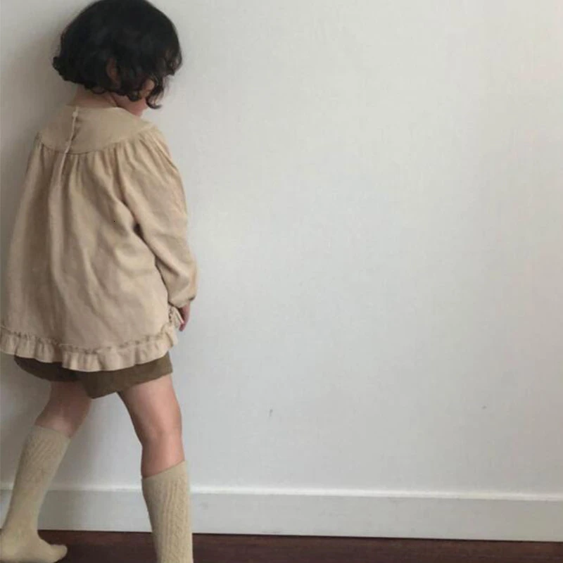 2020 г. Весенние блузки для маленьких девочек Осенняя хлопковая льняная рубашка