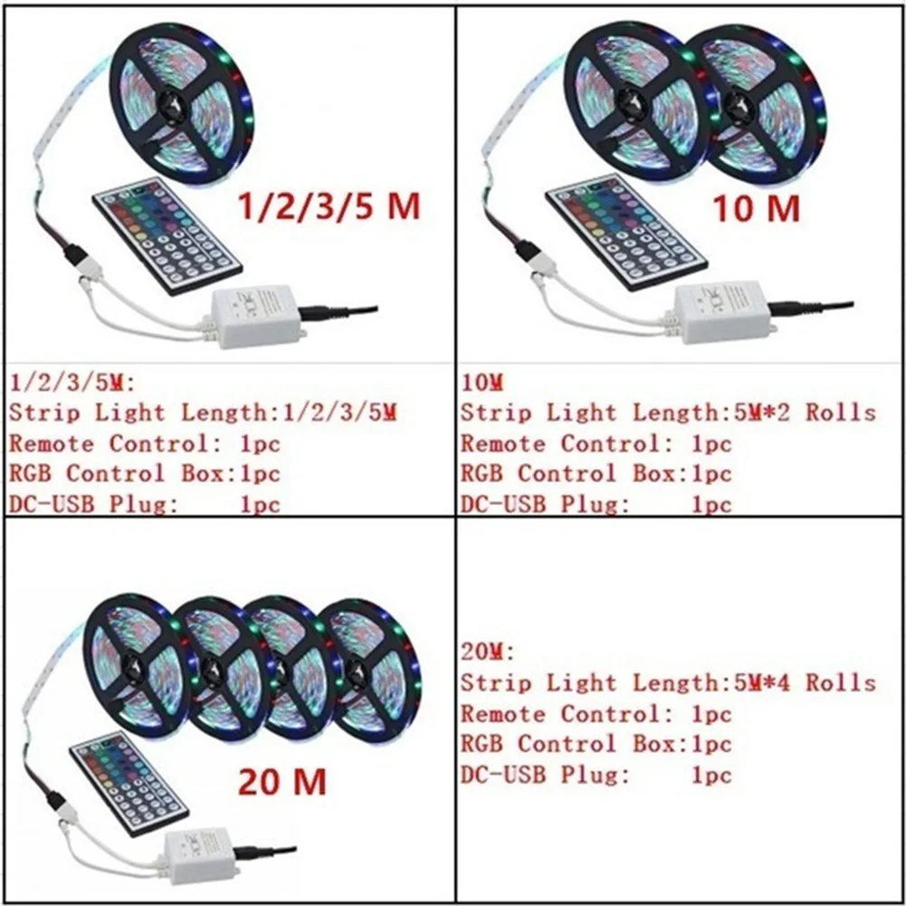 

5/10/20M LED Strip Light SMD 3528 RGB Tape Ribbon Lamp Vintage Cover Bulb Guard Lamp Pendant for TV Desktop Screen Backlight