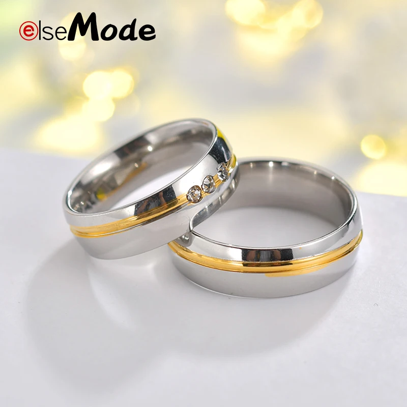 ELSEMODE 6 мм парные кольца из нержавеющей стали никогда не выцветает золотая линия