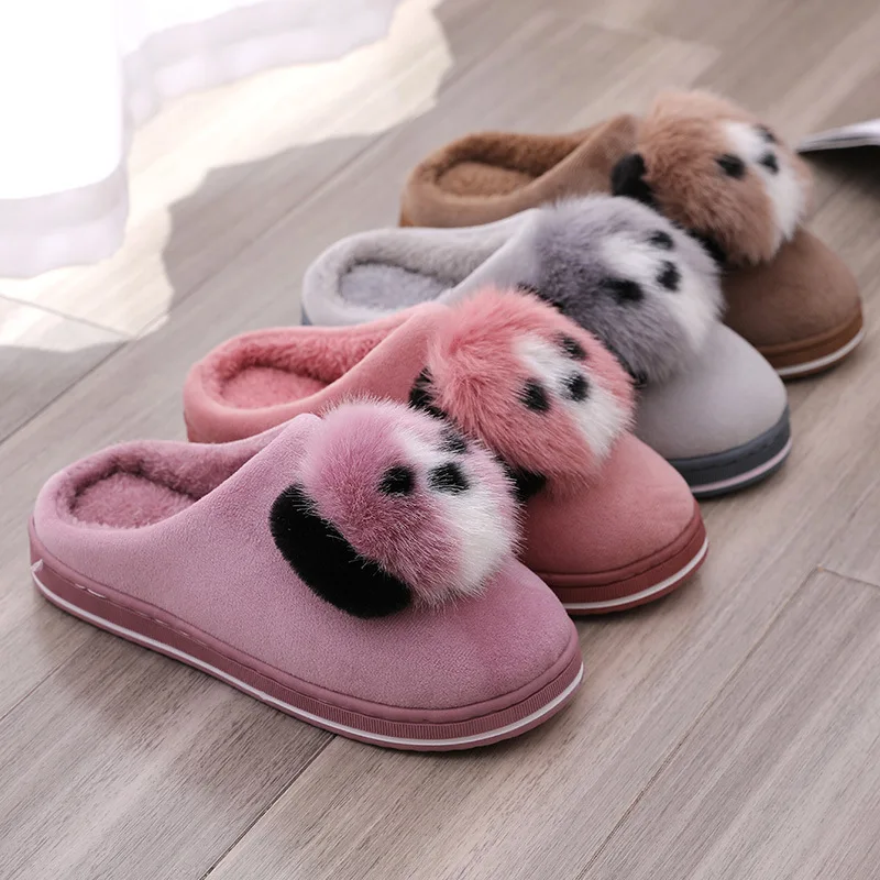 Женские зимние мягкие тапочки в форме панды | Обувь