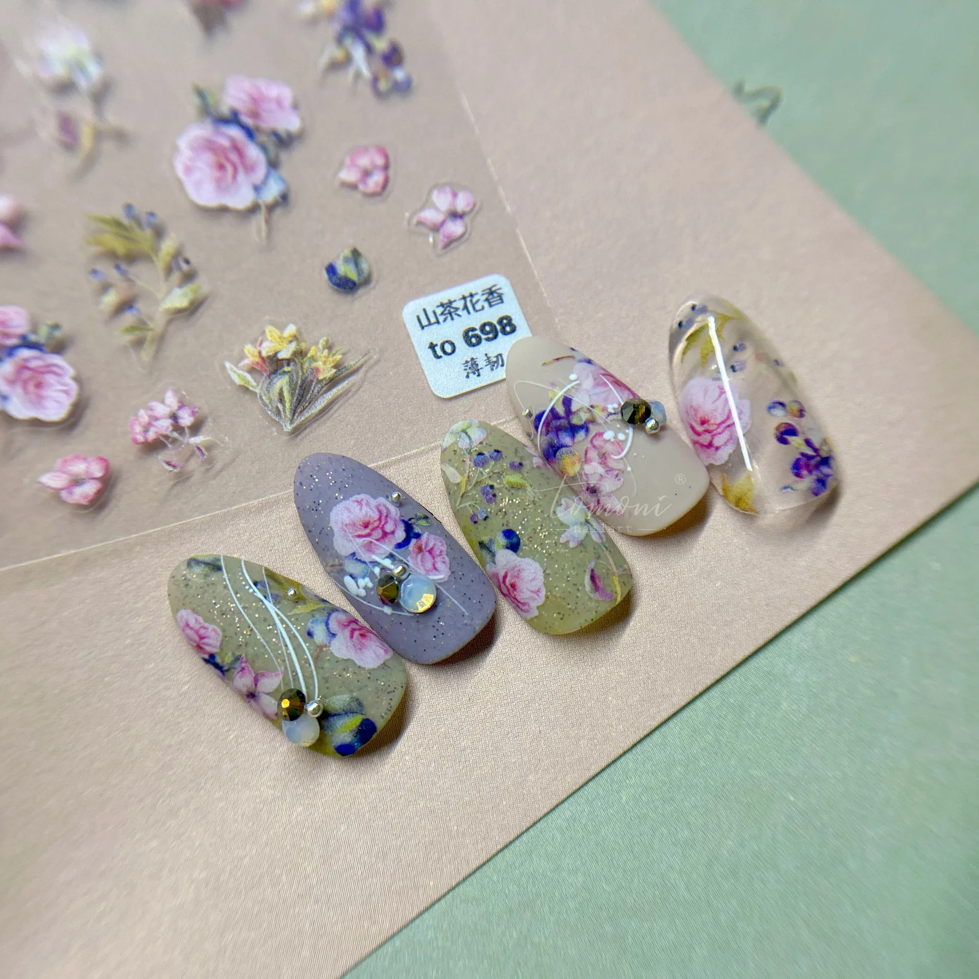 2021 Модная японская 5D рельефная Временная тату-наклейка для ногтей цветок камелии