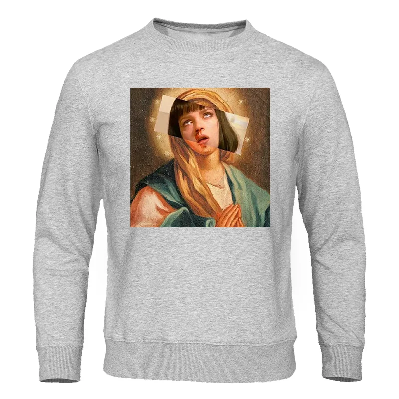 

Men's Hoodie 2022 Spring Autumn New Hot Sale Hoody Funny Virgin Mary Print Sweatshirt Male Hoodies Casual Streetwear Pullovers