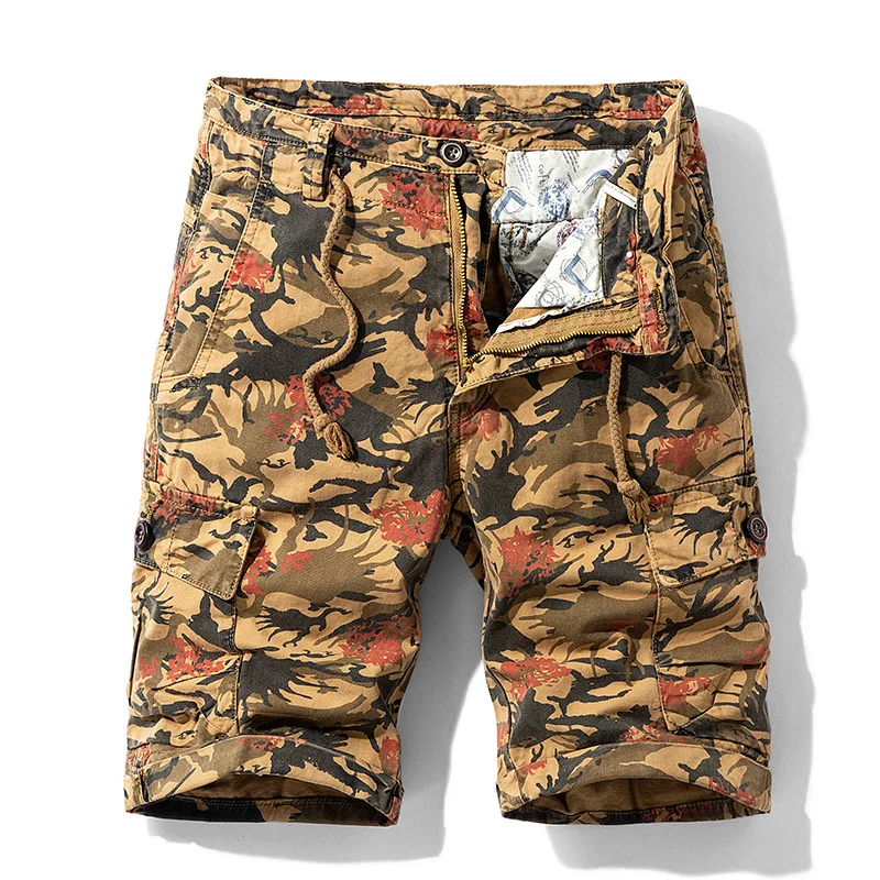 

Summer Thin Tooling Casual Shorts Men Camouflage Loose Knee Length Straight Men's Cotton Breeches Joggers Hip Hop Shorts Male