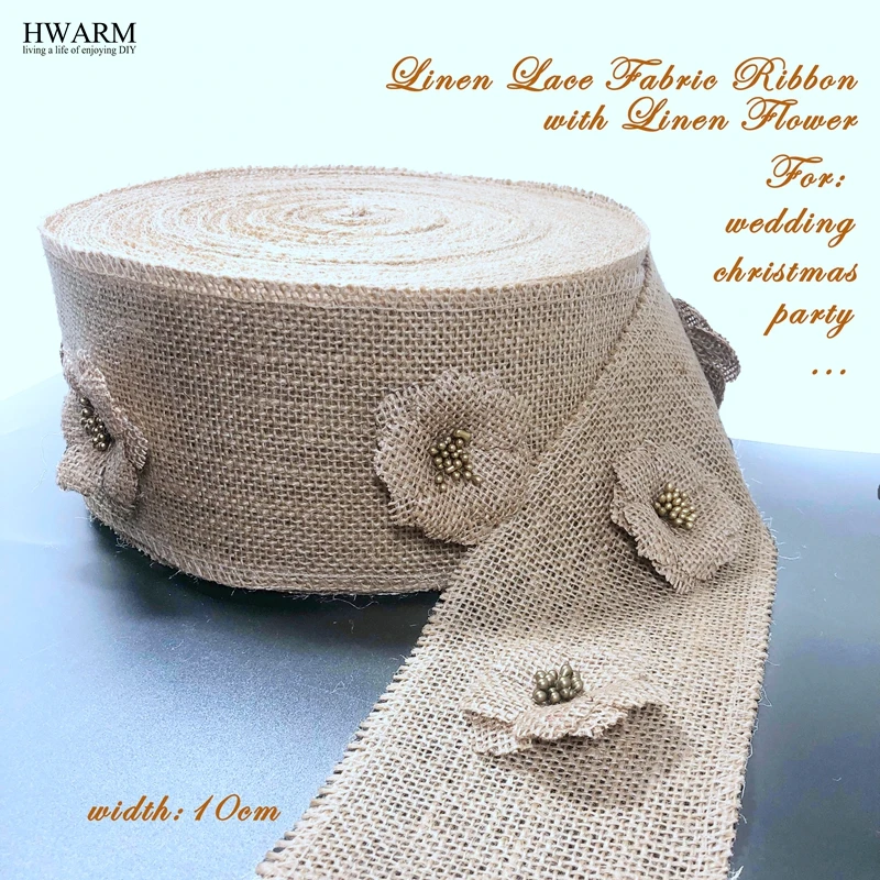 5 ярдов 10 см льняная кружевная ткань лента с цветами Рождественское украшение для