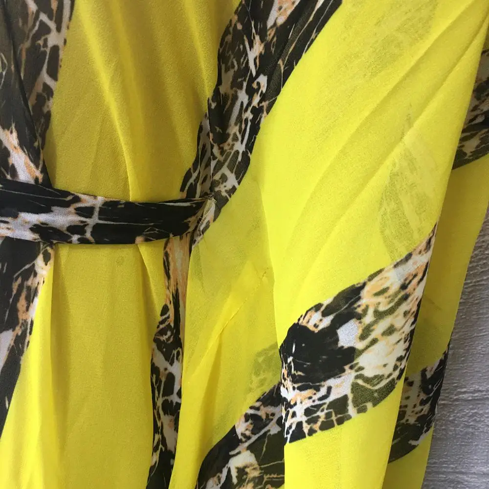 

women chiffon printed loose maxi robe lace up waist free size batwing sleeve african dashiki ramadan muslim abaya dubai gown