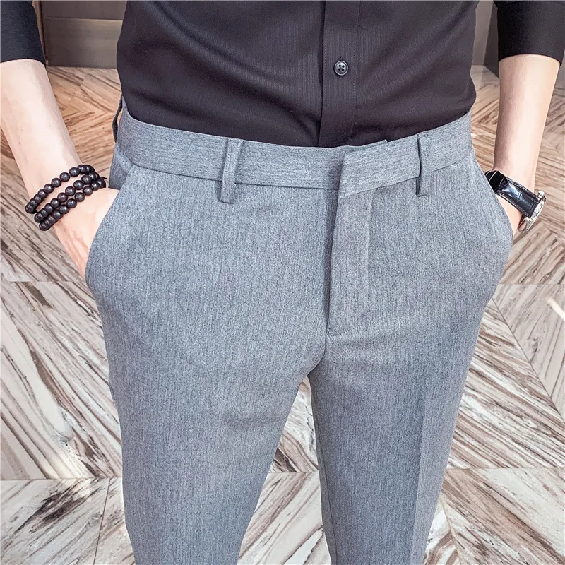

Small trousers men's autumn new pure color simple suit trousers young students business self-cultivation trousers pants