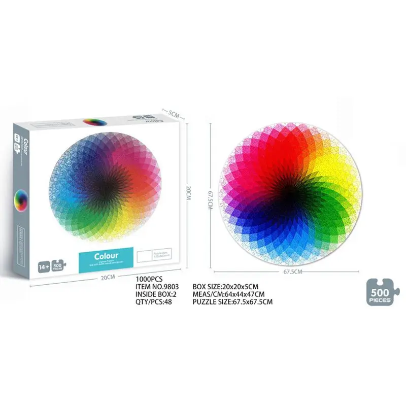 

Rainbow Children's Adult Puzzle 1000 Pieces Of Round Paper Puzzle