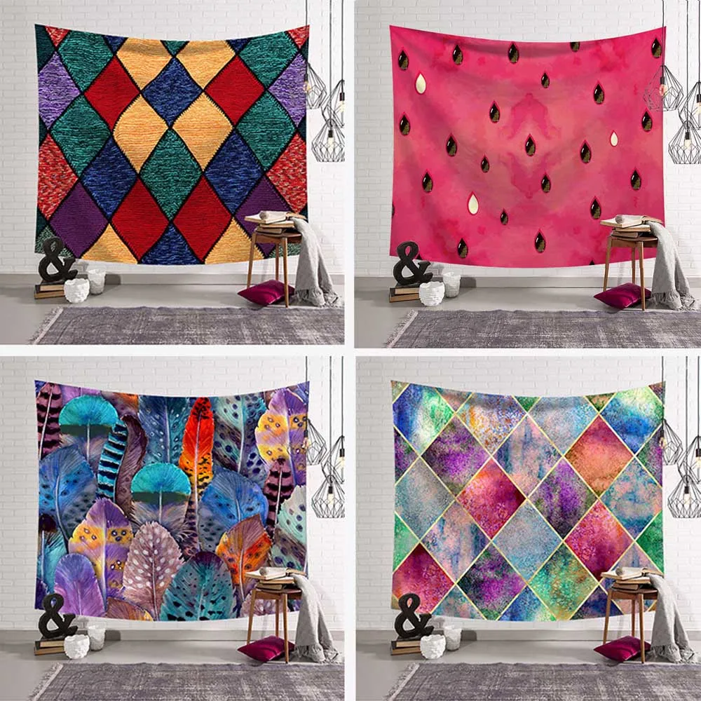 Leopard Pink Cute Beach Towel Polyester Blanket Yoga Mat Rug Shawl Throw Sheet Grid Clouds Colorful Square Tapestry Wall Hanging | Дом и сад