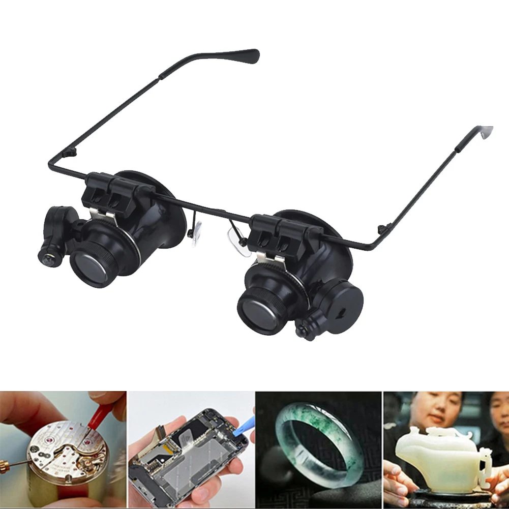 

Jewelers Repair Wearing Magnifier Glasses with LED 20X Lens Magnifying Eyewear Magnifier Headband Loupe Watch Repair Tool