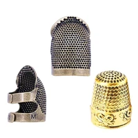 lmdz 3pcs sewing thimbles finger protector adjustable fingertip thimble metal shield protector for sewing embroidery needlework