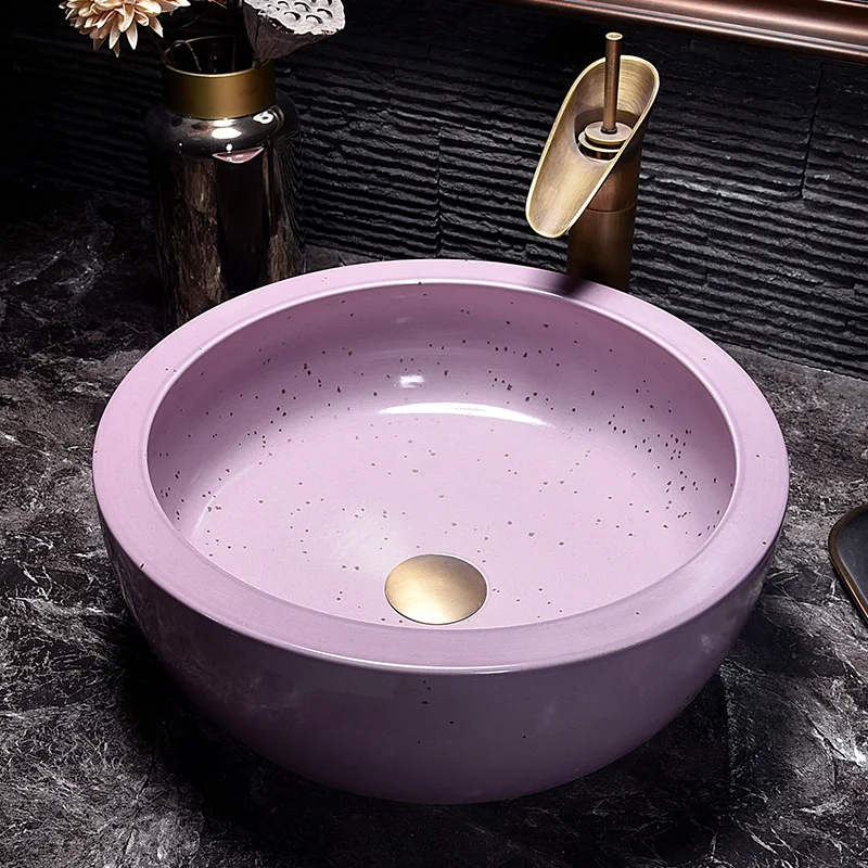 Раковина фиолетового цвета для ванной комнаты искусственная раковина
