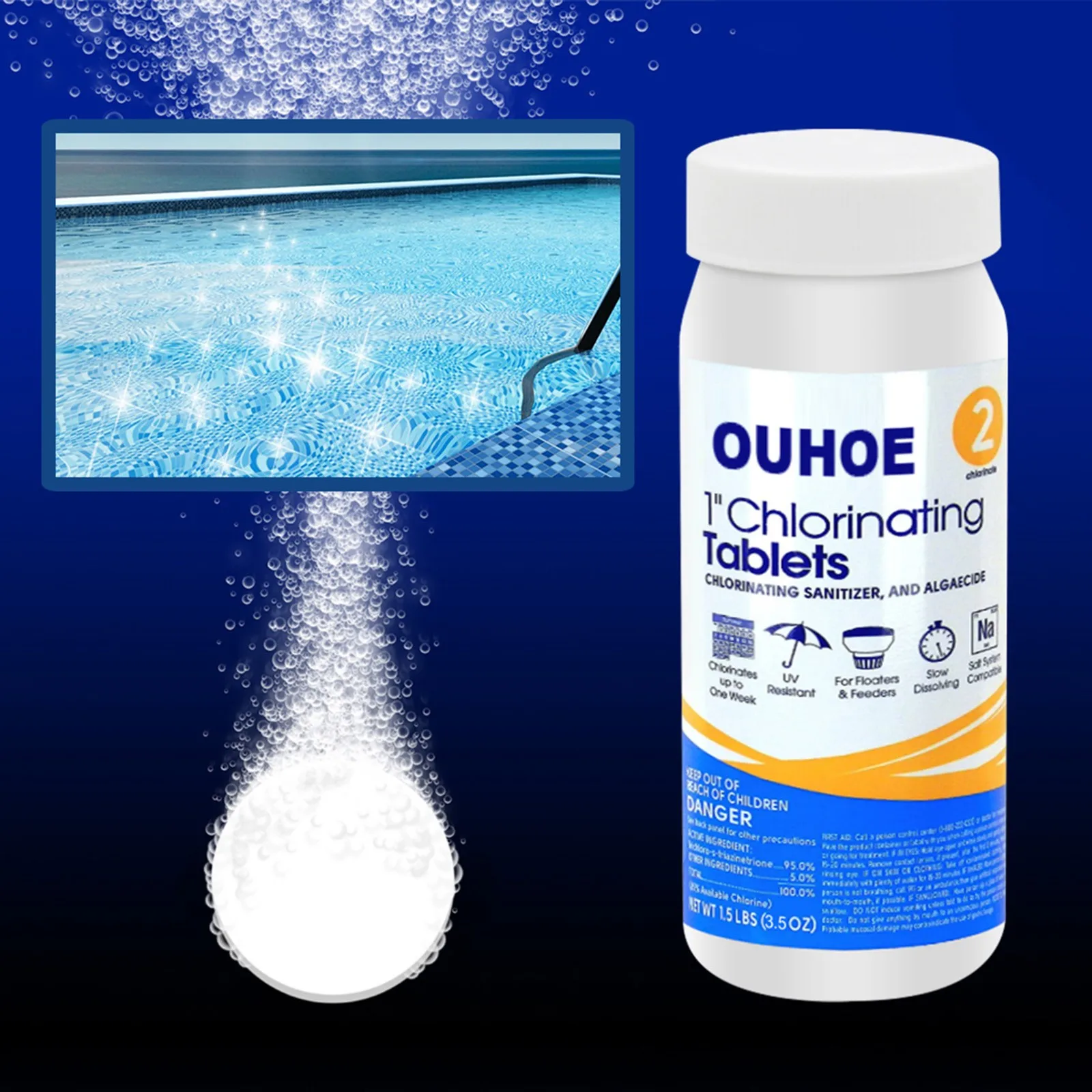 Многофункциональное средство для удаления пятен в бассейне шипучие таблетки