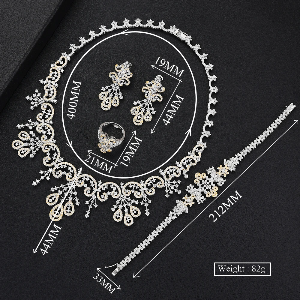 

SisCathy 2020 Famous Super Brand 4Pcs Necklace/Bracelet/Earrings/Ring Jewelry Sets For Women Bridal Wedding African Accessories