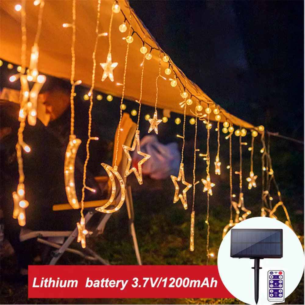 СВЕТОДИОДНАЯ Гирлянда занавеска на солнечной батарее 1200