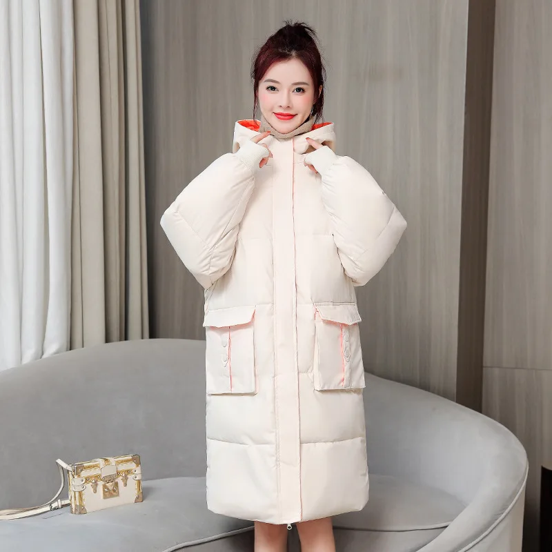 

IZICFLY High Quality New Style Winter Clothes Women Blue Thick Casual Long Coat Elegant Fashion Slim Warm Hooded Parka Outwear