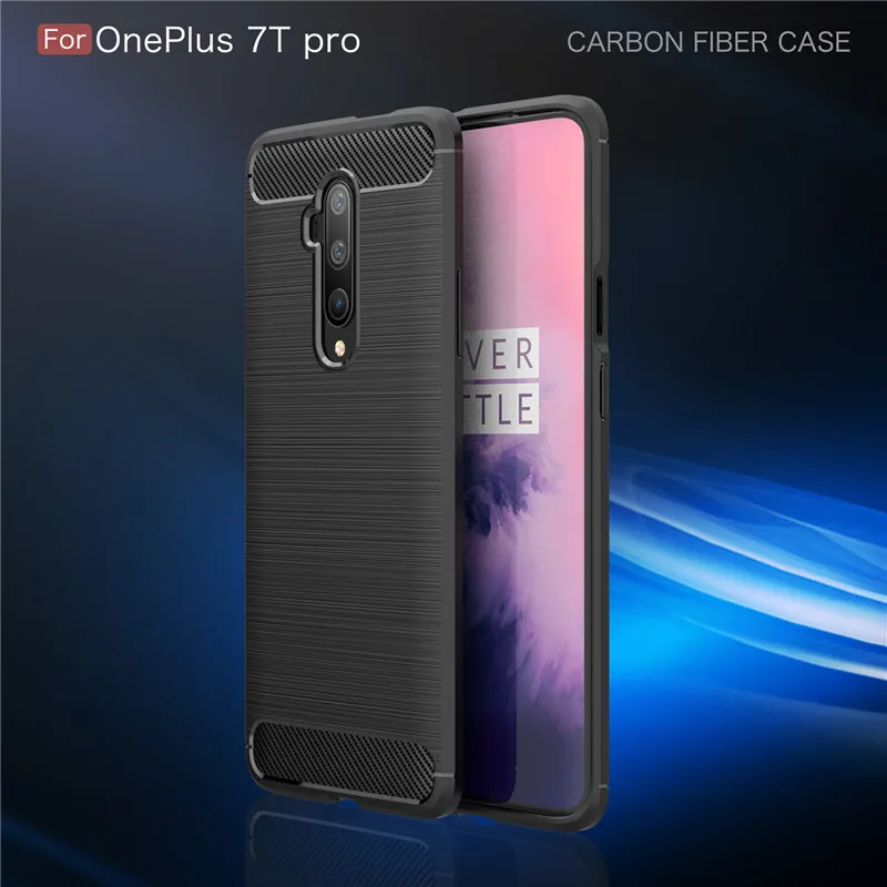 Чехол из углеродного волокна для Oneplus 7t Pro Силиконовый мягкий чехол 7tPro