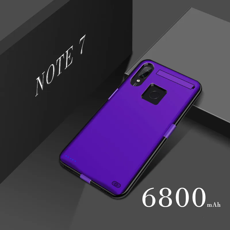 6800 мА/ч чехол для зарядного устройства для Xiaomi Redmi Note 7pro, блок питания для аккумулятора, внешний чехол s для Xiaomi Redmi Note7 - Цвет: Purple For Note7