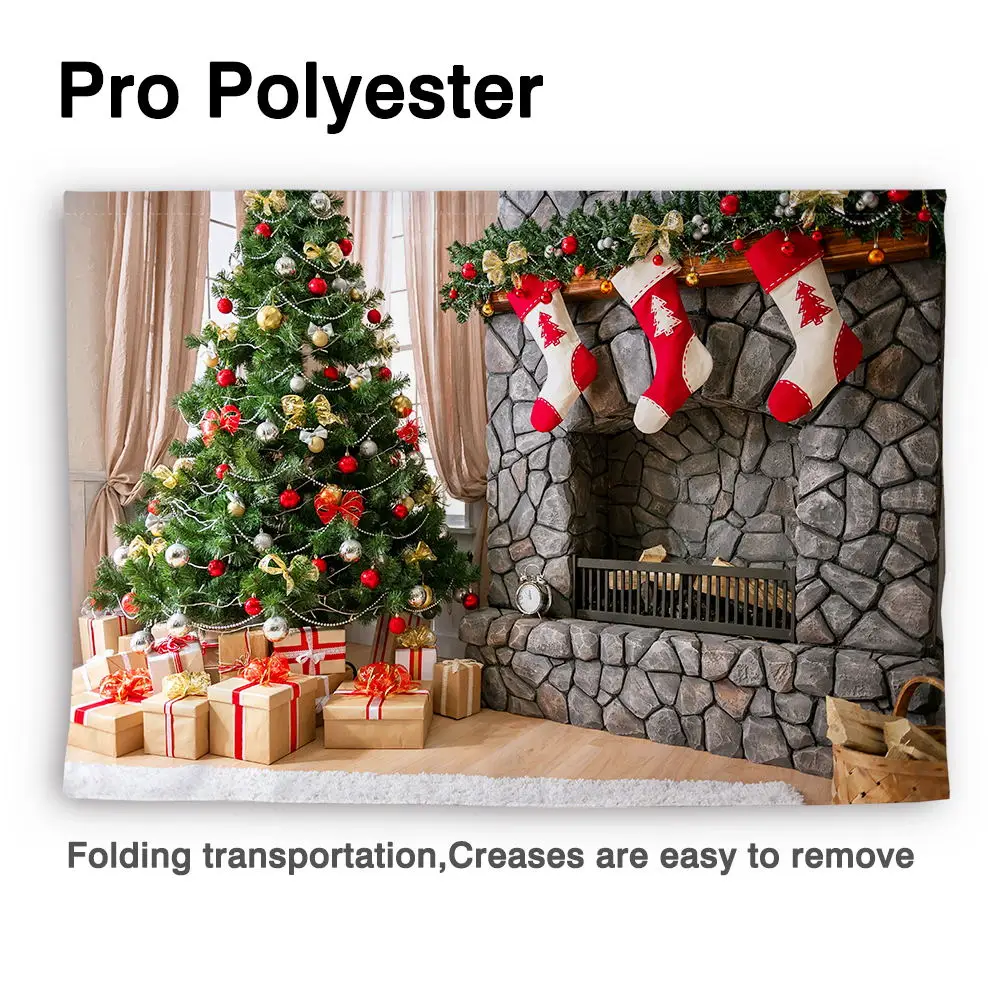 Фон Funnytree для фотостудии Рождественская елка украшение камин снег Зимний подарок