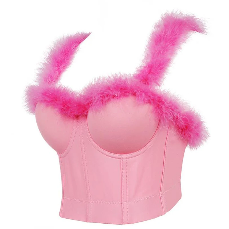 Женский укороченный топ с чашками пуш-ап розовый однотонный на тонких бретельках