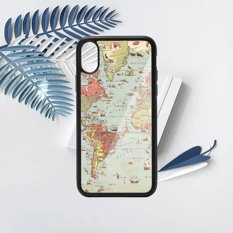 

world map color sea pattern luxury design Phone Case coque PC for iPhone 11 12 pro XS MAX 8 7 6 6S Plus X 5S SE 2020 XR