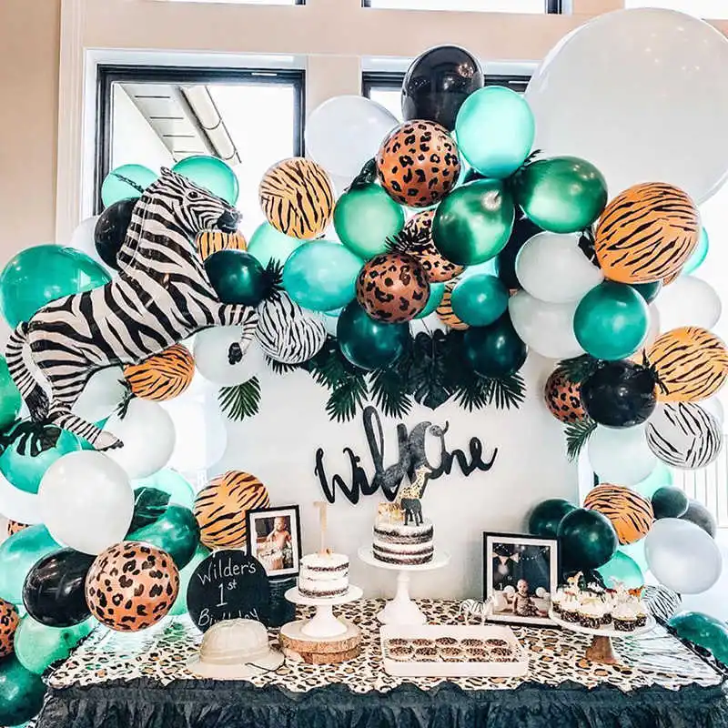 100pcs Jungle Party Balloons Decoration Kit Baby Shower Animal Arch Kids Birthday Balloon Zoo Themed | Дом и сад