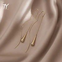 elegant simple geometry metal pendant long ear line korean fashion jewelry party girls unusual earrings for woman 2021 new goth
