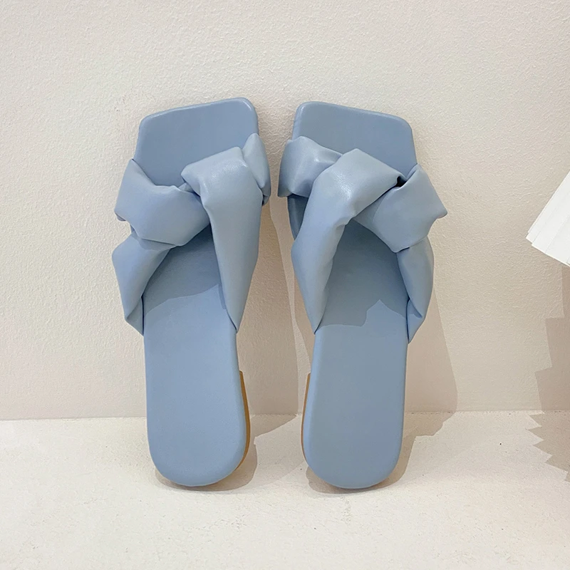 

2021 Summer Hot Blue Flats Women Fashion Silp-On Slippers Outdoor Beach Flip Flops Sandals For Women Casual White Shoes Ladies