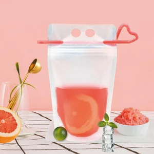 100pcs Stand Up Liquid Bag Wine Juice Beverage grind valve plastic hand hold bag