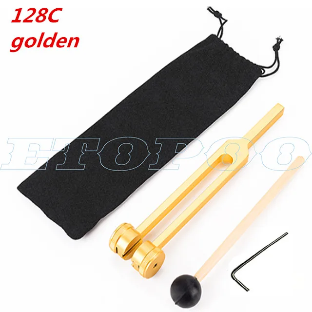 gold with wrench Алюминиевый медицинский камертон 128 Гц/128C тюнинговая колонка с корпусом из дерева физическая акустическая лабораторная вилка - Цвет: gold with wrench