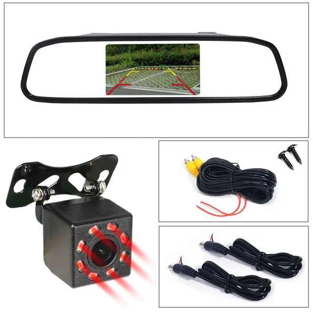Monitor 8 infrared Gspscn 5 дюймов автомобиля Зеркало заднего вида Мониторы автопарк Vedio+ LED Ночное видение резервного копирования Обратный Камера CCD вид сзади автомобиля Камера - Название цвета: Monitor 8 infrared
