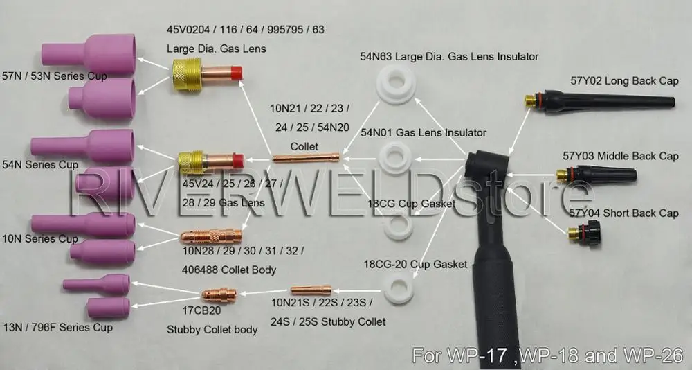 406488 TIG Цанга корпус 4 0 мм подходит для SR WP 17 18 26 Сварочная горелка 10pk | Инструменты