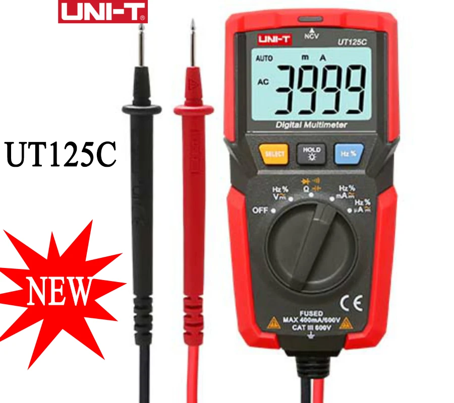 UNI T UT125C мини карманный цифровой мультиметр температура сопротивление тестера