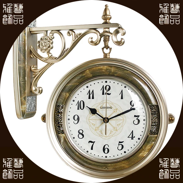 Креативная декорация настенные часы Двусторонняя бесшумные кварцевые Гостиная