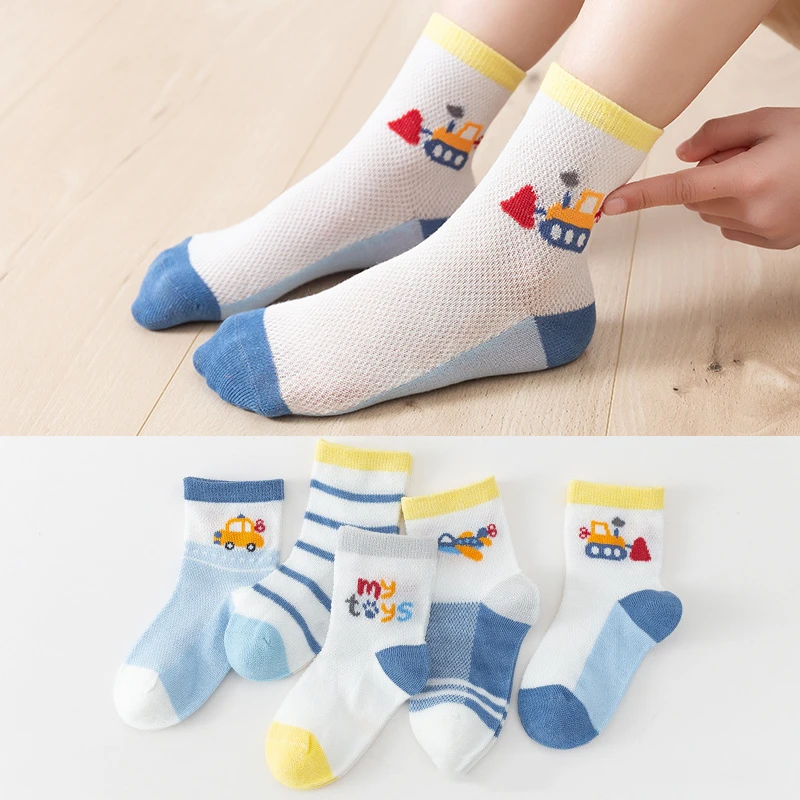 

5Pairs/lot Kids Socks Summer Mesh Socks Cotton Jacquard Baby Socks Toddler Socks Cute Boy Children Clothe Accessories 0-12T